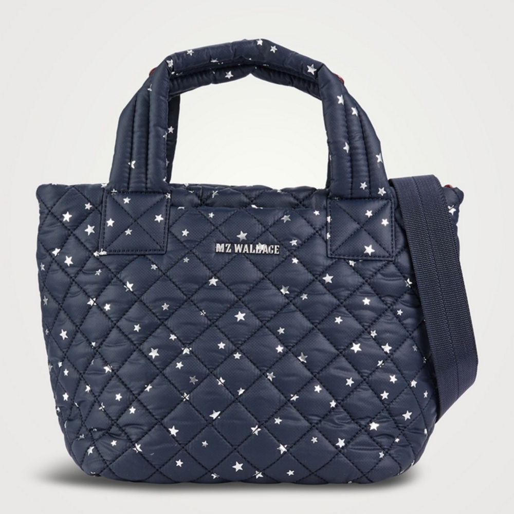 MZ WALLACE Navy Quilted Star Tote Bag